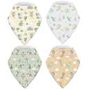 VitalCozy 4 Pcs Watercolor Dragon Baby Bandana Bib Cotton Newborn Infant Feeding Drool Bib for Drooling and Teething Girl Boy
