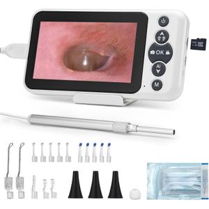 Digital Otoscope with 4.5" HD Screen, Ear Wax Removal Tool Kit with Camera, 3.9mm Ear Scope, No App or WiFi Needed, 32GB Card, Visual Ear Cleaner for Adults, Kids & Pets, Photo and Video