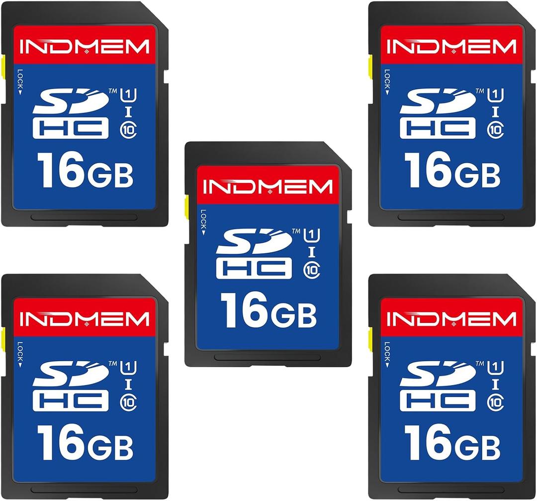 16GB SD Card, 5 Pack SDHC Memory Cards UHS-I U1 Class 10 High-Speed Full HD Video Compatible with Digital Point-and-Shoot Cameras, HD Camcorders, DSLR and PC, 16GB(5pc)