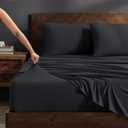 Bare Home Cooling Performance Jersey Knit Stretch Sheet Set, Moisture-Wicking & Breathable, 4-Way Stretch Bed Sheets, Envelope Pillowcases (Queen, Black)