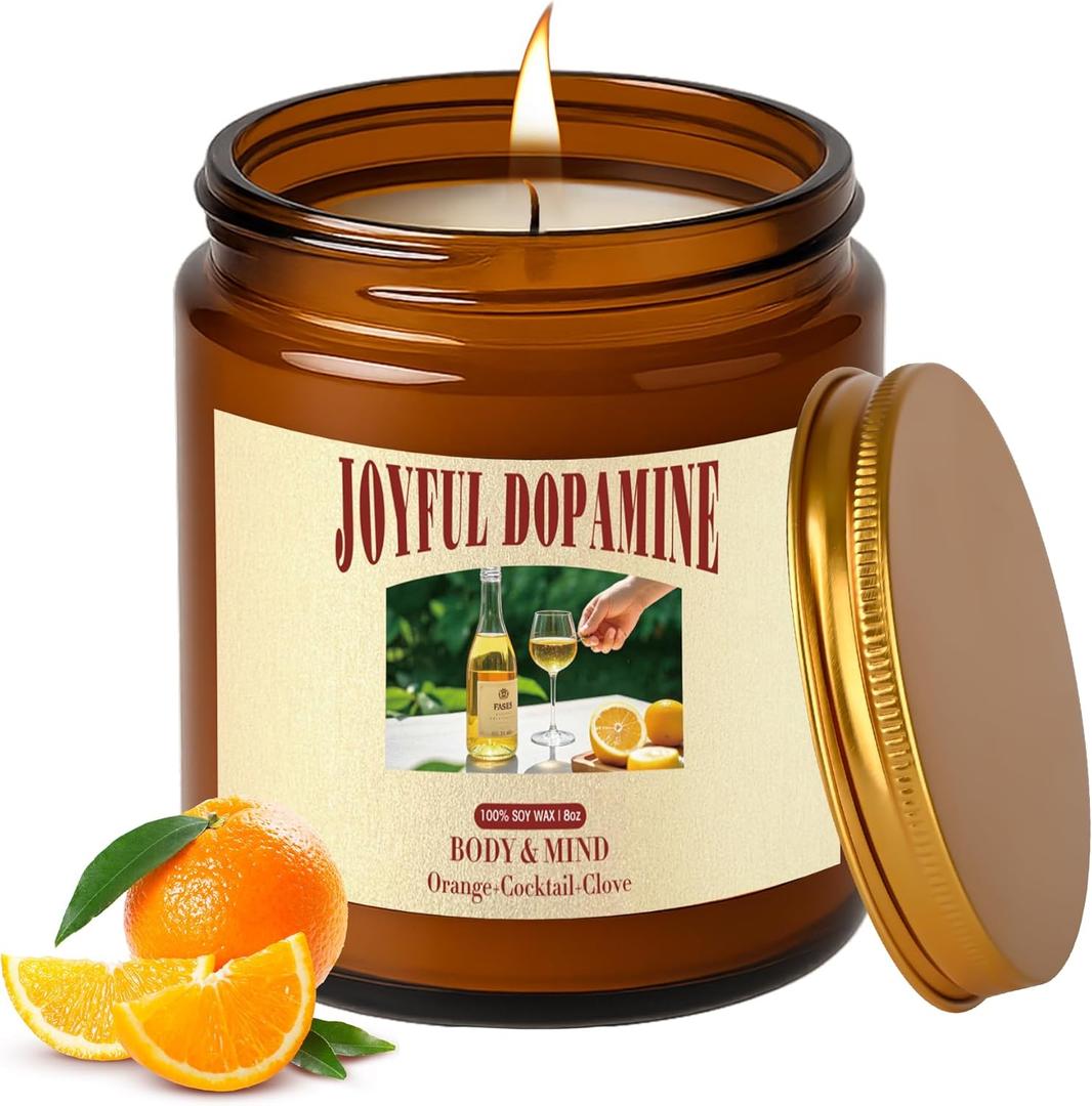Scented Candle | Sweet Orange, Cedarwood & Vanilla Candles for Home Scented | 8oz Mini Jar Candle Long Lasting 40-Hour Burn | Odor Eliminating, Creating Ambiance