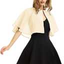 Women's Soft Chiffon Shawl Wraps Shrug for Evening Dress Wedding Cape Bolero Flapper Cover Up (Champagne)