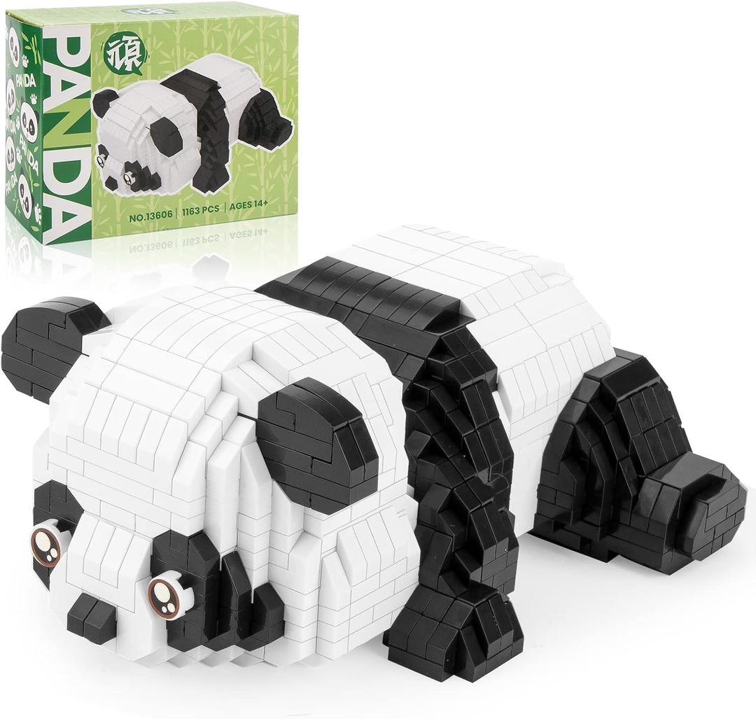 QLT QIAOLETONG Mirco Animals Building Blocks Sets for Goodie Bags, Party Favors for Kids 12+ 14+, 1163 PCS Small Set Mini Cute Panda Building Toy Bricks for Adults, Birthday, Carnival Prizes