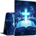 for iPad 9th/8th/7th Generation 10.2 Inch Case 2021/2020/2019 PU Leather Slim Folio Lightweight Multiple Viewing Angles Smart Cover with Auto Wake/Sleep, Christian Cross Book