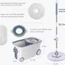 Michao Spin Mop Bucket Deluxe 360 Spinning Floor Cleaning System with 6 Microfiber Replacement Head Refills,62" Extended Handle,4X Wheel for Home Cleaning
