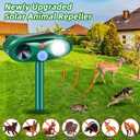 2026 Solar Ultrasonic Animal Repeller Outdoor, Deer Repellent Devices Waterproof with Flashing Light & USB Charging, Motion Activated Deterrent for Stray Cats, Dogs, Squirrels, Rabbits, Racoons for Garden, 4Pcs