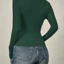 ZESICA Women's Long Sleeve Tops Mock Neck Ruched Tight Shirts 2026 Spring Trendy Outfits (Green, S)