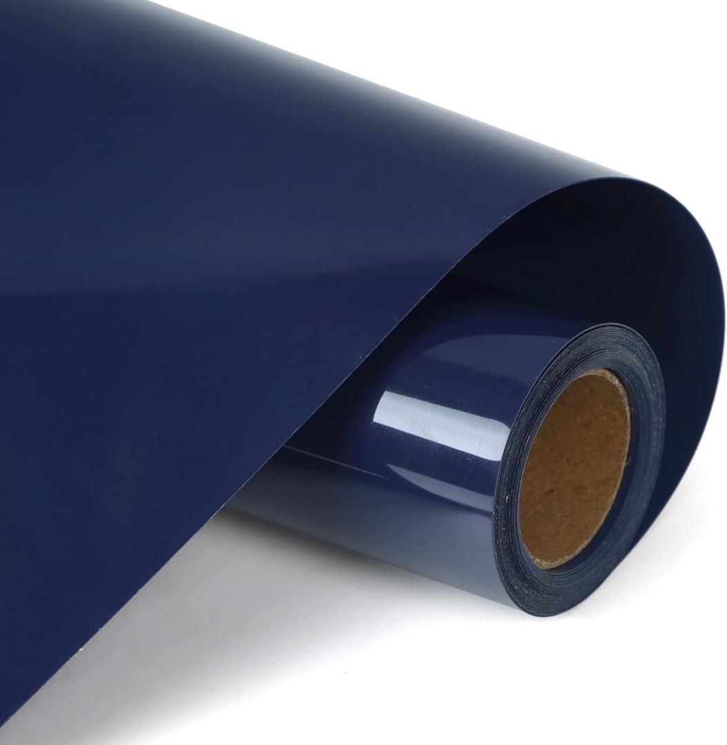 RENLITONG Navy Blue HTV Iron on Vinyl 12Inch by 10ft Roll Heat Transfer Vinyl for T-Shirt HTV Rolls for All Cutter Machine - Easy to Cut & Weed for Heat Transfer Design