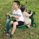 Outdoor Swingset Plastic Double Glider Playground Patio 2 Person Kids Fun Swing, Green