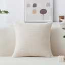 Home Brilliant Striped Velvet Corduroy Euro Throw Pillow Sham Large Cushion Cover for Chair Couch Bench Bed Floor Spring Decor, 24 x 24 inch (60cm), Cream Cheese