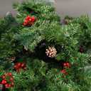 Haute Decor 6 Foot Christmas Pre-lit Holiday Swag for Fireplace Mantels with 100 Energy-Efficient Soft White LED Lights, Faux Berries, Real Pinecones and Built-in Timer (Cascading Mantle)