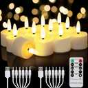 Homemory Flameless Rechargeable Tea Lights with Remote Timer - LED Tea Lights Battery Operated, Realistic Flickering for Home Holiday Decor, Wedding Table Centerpieces, 12-Pack ( 1-1/2''H 2-1/3'')