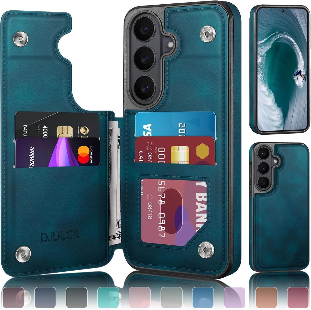 DJDUCK Designed for Samsung Galaxy S26 Plus Case Wallet with Card Holder, [Magnetic Clasp Cover] [RFID Blocking Leather Protection] Shockproof Women Men Cases for Samsung S26 Plus Teal