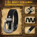 JASGOOD Women Leather Belts Ladies Vintage Western Design Black Waist Belt for Pants Jeans Dresses (Black, 48 in)