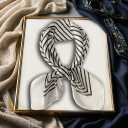 Mulberry Silk Feeling Head Scarf 27" Women's Fashion Square Neck Satin Scarfs for Bag Hair Scarves with Scarf Ring (A1-white Line)