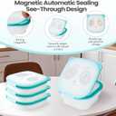2 x Magnetic Foldable Food Storage Containers Set, Kitchen Stacking Reusable Collapsible Silicone Airtight Storage Container, BPA Free & Leak Proof, for Freezer Dishwasher Microwave Safe