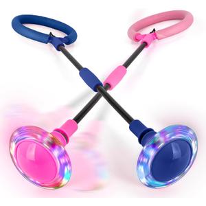 ArtCreativity Light Up Ankle Skip Ball for Kids - Set of 2 - Skipball with Motion-Activated LED Lights - Retro Toys for Boys and Girls - Outdoor Toys for Kids - Gifts for Ages 3 and Up