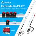 Gutter Cleaning Tools 24 FT Telescoping Pressure Washer 3 Extension Wands, Gutter Cleaner Attachment, Brush Head, 5 Spray Nozzle Tips, 3 Hose Adapters and Adjustable Support Belt, 57.09 inches