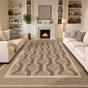 LUMI 8x12 Washable Area Rug for Living Room, Ultra Soft Modern Abstract Rugs Non Slip with Rubber Backing, Low Profile, High Traffic, Stain Resistant Carpets, Ideal for Bedroom, Dining Room, Indoor (Desert Thread)