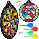 HELLO PAPAYA 16in Large Size 2in1 Double-Sided Magnetic Dart Board, with 12 Magnetic Darts+12Sticky Balls, Safe Dart Game Set for 3-12 Year Old Kids and Adults, Fun Family Game Friends Gifts