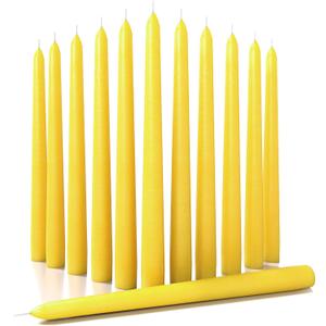 CANDWAX 12 inch Taper Candles Set of 12 - Dripless and Smokeless Candle Unscented - Slow Burning Candle Sticks - Yellow Candles