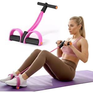 Pedal Resistance Band with Handle, 6 Tube Multifunction Foot Pedal Resistance Band, Arm & Waist Training Tummy Trimmer Ab Workout Equipment for Home Gym Men Women