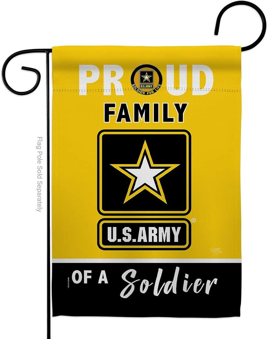 Breeze Decor Proud Family Soldier Garden Flag Armed Forces United State American Military Veteran Retire Official House Decoration Banner Small Yard Gift Double-Sided, Made in USA, Yellow/Black