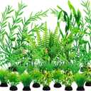 QUOZUO Fish Tank Accessories Aquarium Decorations Green Plants, 25pcs Green Fish Tank Decorations Plant, Aquarium Decor Plastic Plants