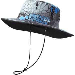 BASSDASH UPF 50+ Water-Resistant Fishing Bucket Hat with Laser Perforated Mesh Adjustable for Men Women Outdoor Hiking (One Size, Neptune Scales)