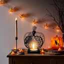 2 x ABTOLS Halloween Shadow Candles Holder, Spooky Black Ghost Spider Web Tealight Candle Holders with Shadow Vintage Scary Pumpkin Shape Candle Centerpiece Stands for Home Indoor Party Decor