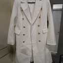 BZB Women's Elegant Notched Collar Double Button Slim Long Wool Blend Pea Coat Jacket, S