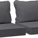 AAAAAcessories Outdoor Deep Seat Cushions, Waterproof, Fade-Resistant Patio Furniture Replacement Cushions, 25.5" x 25.5" x 5" + 25.5" x 19", Set of 2, Dark Gray