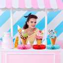 Faccito 10 Pcs Ice Cream Party Decorations 3D Ice Cream Drip Baseball Honeycomb Table Centerpieces Sport Themed Toppers for Summer Sport Birthday Party Supplies(Sundae)
