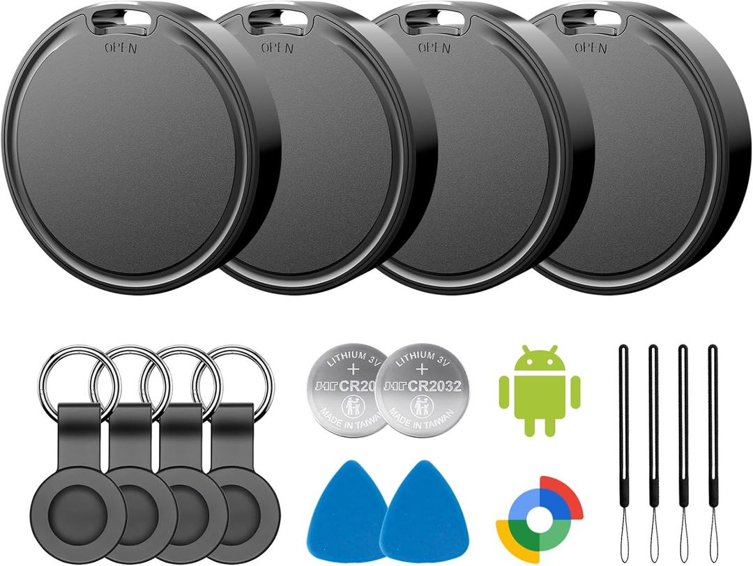 Air Tags for Android,Air Tags-4 Pack Android,Air Tracker Tags with 4 Case,2 Year Battery Life,Google Find Trackers for Google'S Find Hub App,IP65 Waterproof Luggage Air Tracker Tag for Keys