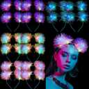 Juexica 16 Pcs Lighted Cat Ears Headband with Color Change LED Cat Headband Rave Hair Accessories for Women (Classic Color)