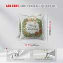 HOMETITUTE Set of 2 Christmas Throw Pillow Covers 18x18 Inch Linen Decorative Merry Christmas with Pine Cones Berries Bells Farmhouse Winter Holiday Pillow Cases for Sofa Couch Bed