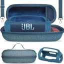 JCHPINE Silicone Cover and Hard Carrying Case for JBL Flip 7 Portable Speaker, Carrier Accessories for JBL Flip 7 Silicone Case with Handle and Shoulder Strap (Blue)