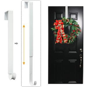 Wreath Hanger, Adjustable Over The Door Wreath Hanger from 15 to 25 Inches & Wreath Holder & Wreath Door Hanger for Front Door Decor 20 lbs Larger Christmas Decorations Hook (White)