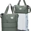 Travel Duffel Bag, Sports Tote Gym Bag, Shoulder Weekender Overnight Bag for Women (B9-Green (2-layer expansion))