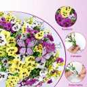 Geegoods 18 Stems Artificial Pansies Flowers for Outdoor with 3 Pcs Butterflies, UV Resistant Faux Flowers for Hanging Baskets Window Box Porch Garden Spring Summer Decor