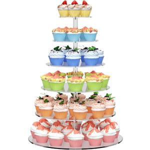 6 Tier Large Acrylic Round Cupcake Stand, Clear Wedding Cupcake Tower Stand, Cupcake Tier Stands for Dessert Table, Tiered Cupcake Holder Stand, Cupcake Display Stand