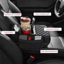 5 in 1 Car Center Console Cover, Armrest Pad with 2 Storage Pockets, Cup Holder, Tissue Box Slot, Phone Holder, Universal Car Interior Organizer (Black)