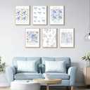 2 x 6Pcs Christian Floral Poster Wall Art Inspirational Bible Verses Flower Market Psalm Quotes Painting Picture Wall Decor Blue Bow Aesthetic Canvas Print Artwork for Bedroom Church Home Decoration