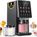 Alcarin Ice Cream Maker with 3 Pints(Not Freezer) Homemade Slushie Gelato Yogurt Sorbet Frozen Treat Machine 10 Pre-set Program Respin & Mix-in