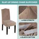 Turquoize Velvet Chair Covers for Dining Chairs Set of 2 Stretch Taupe Chair Covers for Dining Room Parson Chair Slipcovers Washable Dining Chair Covers, Soft Thick Velvet Fabric (2, Taupe)