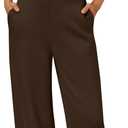LILLUSORY Jumpsuits for Women Dressy Summer Jumpsuit 2026 Mock Neck Tops High Waist Wide Leg Pant with Pockets (Brown, M)