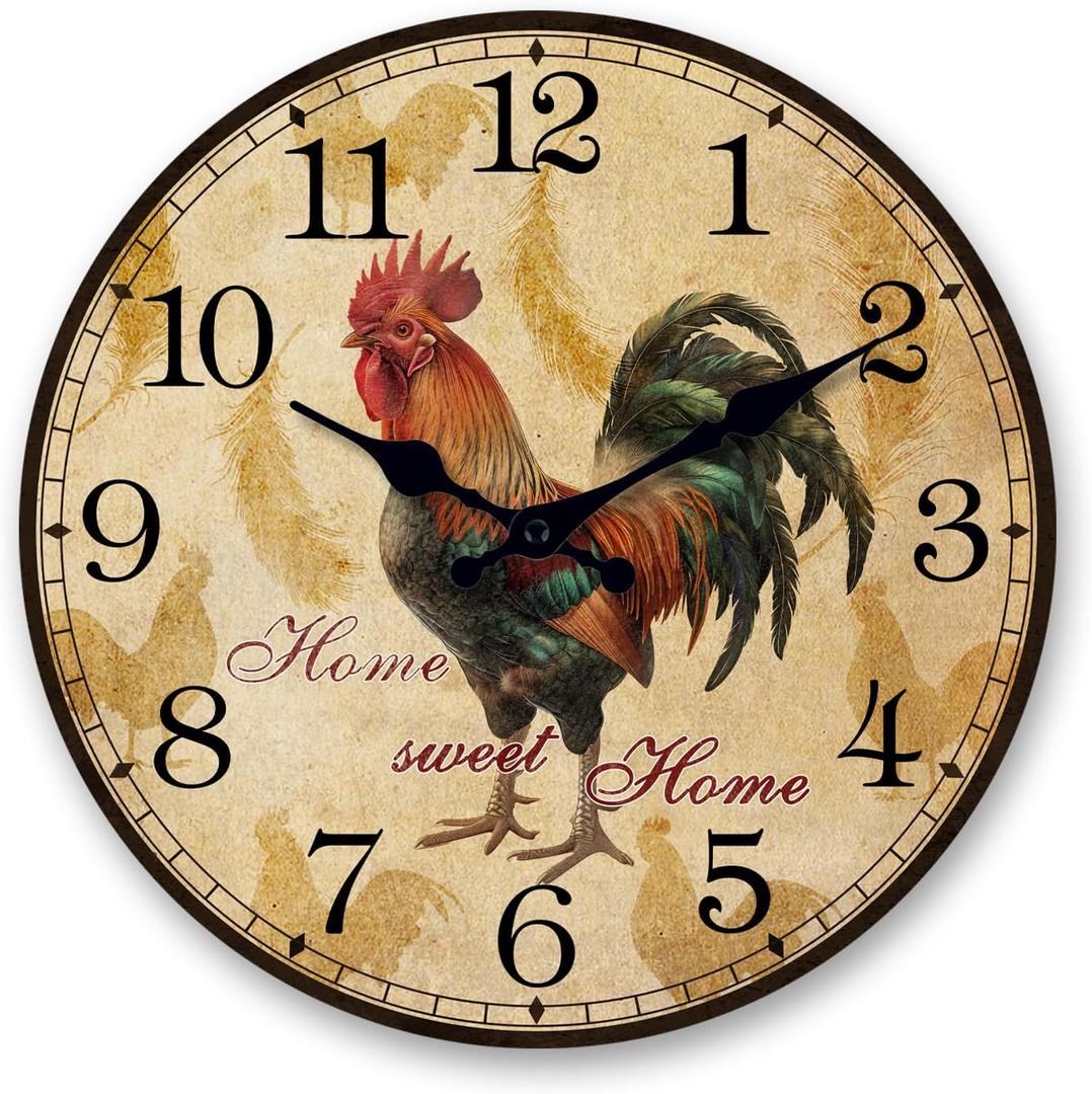 XFM Large Rooster Wall Clock Battery Operated 24 Inch Silent