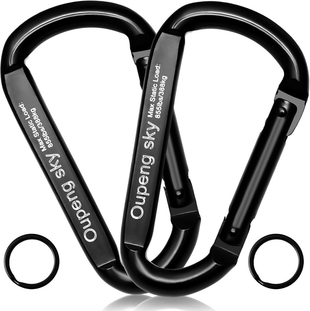 Carabiner Clip, 3" Iron Heavy Duty Carabiners 855lbs-11KN/2475lbs for Hammocks, Camping Accessories, Hiking, Keychains, Outdoors and Gym etc, D Shaped Spring Hook Small Carabiners for Dog Leash, Harness.