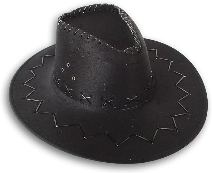 Zhanmai 3 Pcs Cowboy Hats and Bandanas Bulk Western Party Cowboy Hats Party Halloween Costume Accessories (Black)