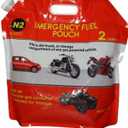 2 Gallon Gas Pouch (Foldable-Expandable gas pouch, holds 2 Gallons of gas) fits in the palm of your hand. Fits in the storage compartment of a motorcycle or glove box of a car.